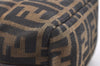 Authentic FENDI Zucca Hand Bag Pouch Purse Canvas Leather Brown Black Junk 3243I