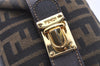 Authentic FENDI Zucca Hand Bag Pouch Purse Canvas Leather Brown Black Junk 3243I