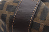 Authentic FENDI Zucca Hand Bag Pouch Purse Canvas Leather Brown Black Junk 3243I