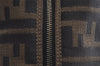 Authentic FENDI Zucca Hand Bag Pouch Purse Canvas Leather Brown Black Junk 3243I
