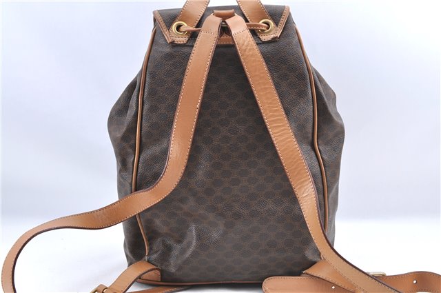 Authentic CELINE Macadam Blason Pattern Backpack PVC Leather Brown Beige 3246B