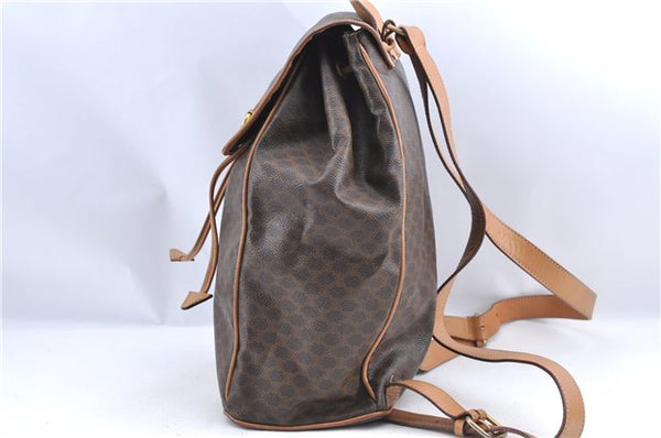 Authentic CELINE Macadam Blason Pattern Backpack PVC Leather Brown Beige 3246B