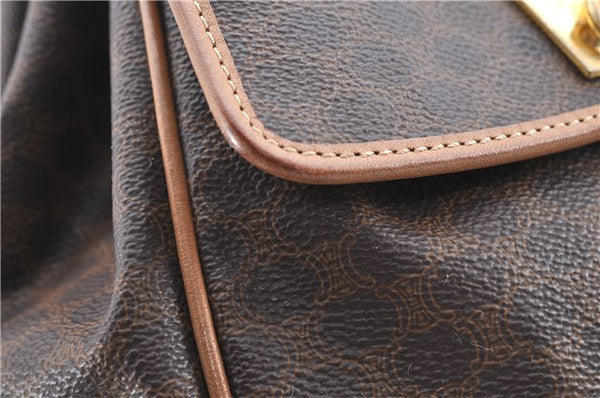 Authentic CELINE Macadam Blason Pattern Backpack PVC Leather Brown Beige 3246B