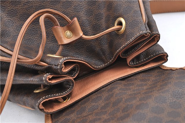 Authentic CELINE Macadam Blason Pattern Backpack PVC Leather Brown Beige 3246B