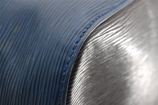 Authentic Louis Vuitton Epi Petit Noe Bi-color Blue x Black Drawstring Bag 3249I