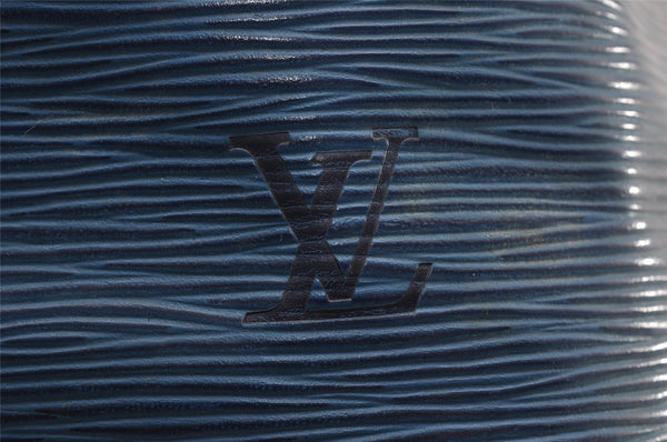 Authentic Louis Vuitton Epi Petit Noe Bi-color Blue x Black Drawstring Bag 3249I