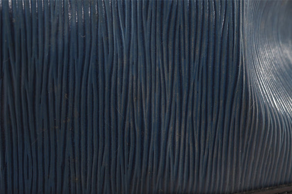 Authentic Louis Vuitton Epi Petit Noe Bi-color Blue x Black Drawstring Bag 3249I