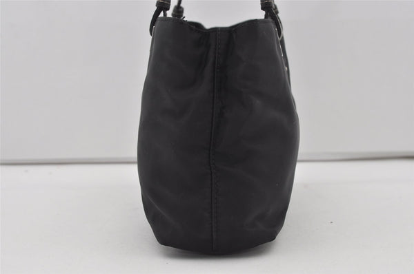 Authentic PRADA TESSUTO ACCIAIO Nylon Leather Hand Bag BR1166 Black 3250I