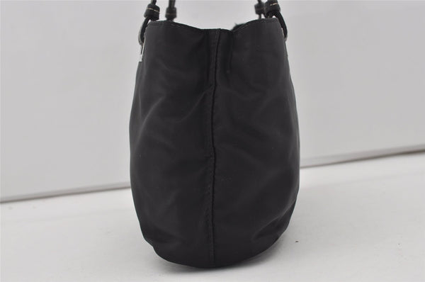 Authentic PRADA TESSUTO ACCIAIO Nylon Leather Hand Bag BR1166 Black 3250I