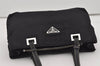 Authentic PRADA TESSUTO ACCIAIO Nylon Leather Hand Bag BR1166 Black 3250I