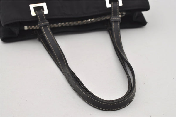 Authentic PRADA TESSUTO ACCIAIO Nylon Leather Hand Bag BR1166 Black 3250I