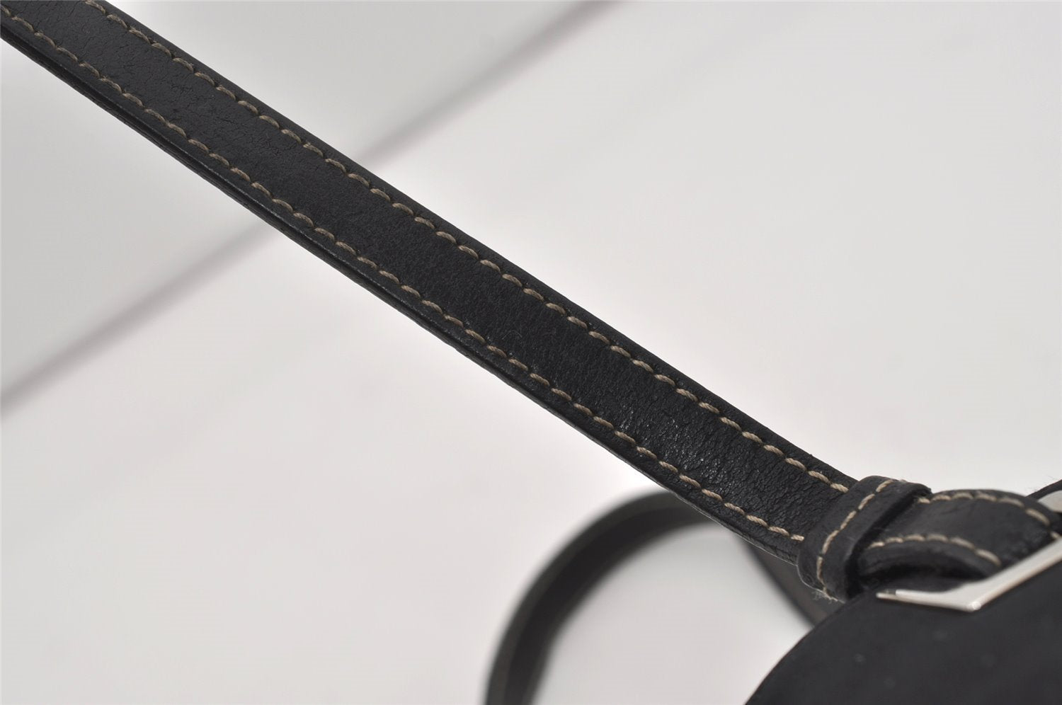 Authentic PRADA TESSUTO ACCIAIO Nylon Leather Hand Bag BR1166 Black 3250I