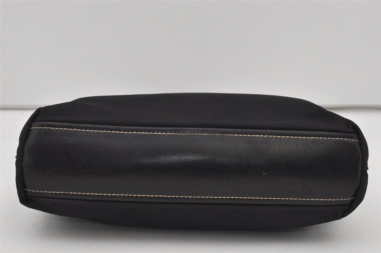 Authentic PRADA TESSUTO ACCIAIO Nylon Leather Hand Bag BR1166 Black 3250I