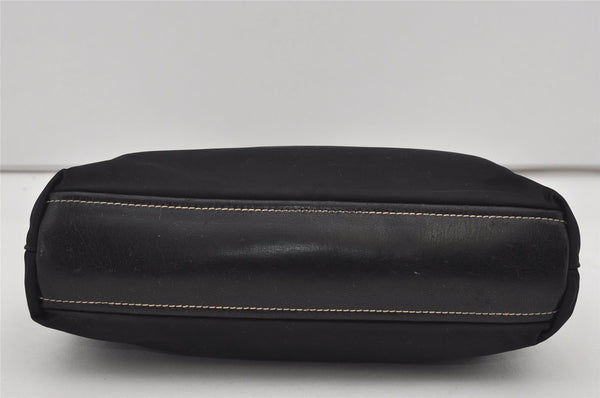 Authentic PRADA TESSUTO ACCIAIO Nylon Leather Hand Bag BR1166 Black 3250I