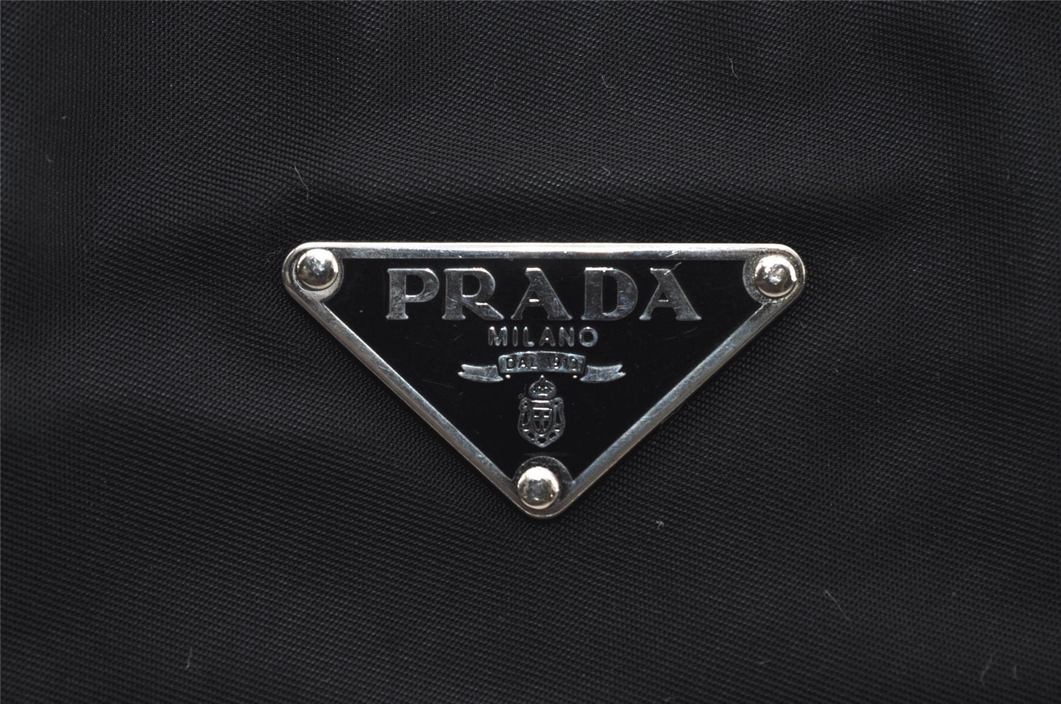 Authentic PRADA TESSUTO ACCIAIO Nylon Leather Hand Bag BR1166 Black 3250I