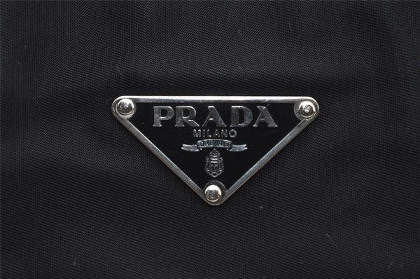 Authentic PRADA TESSUTO ACCIAIO Nylon Leather Hand Bag BR1166 Black 3250I