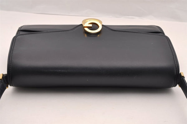 Authentic GUCCI Vintage Shoulder Bag Purse Leather Navy Blue 3253I