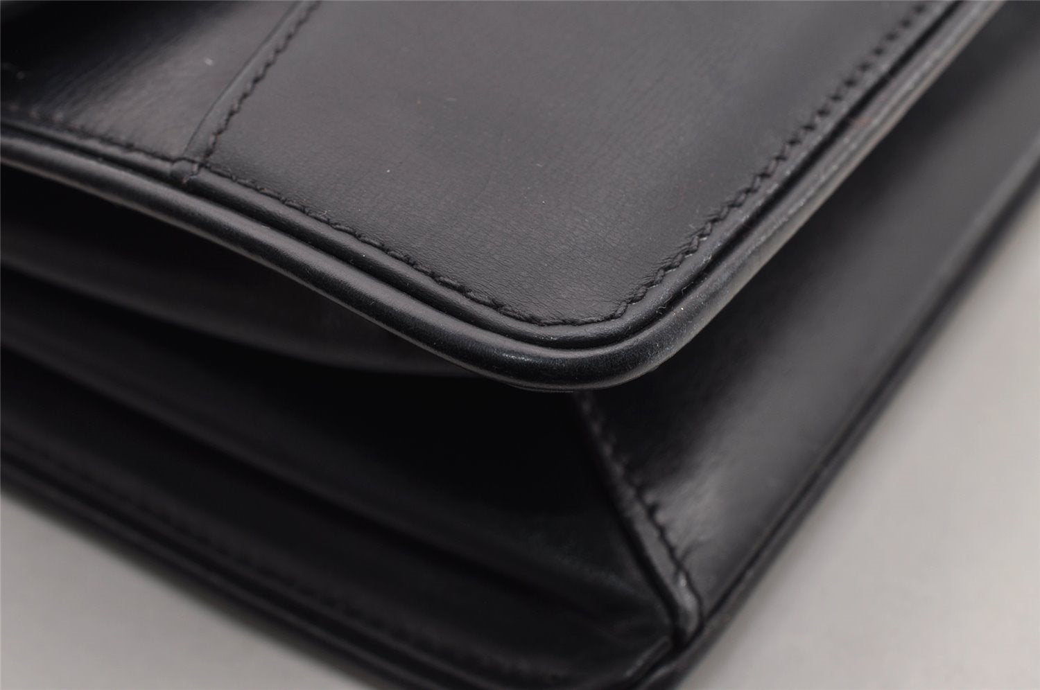 Authentic GUCCI Vintage Shoulder Bag Purse Leather Navy Blue 3253I