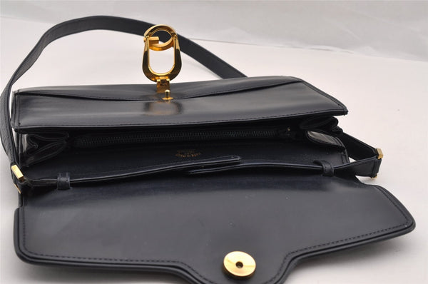Authentic GUCCI Vintage Shoulder Bag Purse Leather Navy Blue 3253I