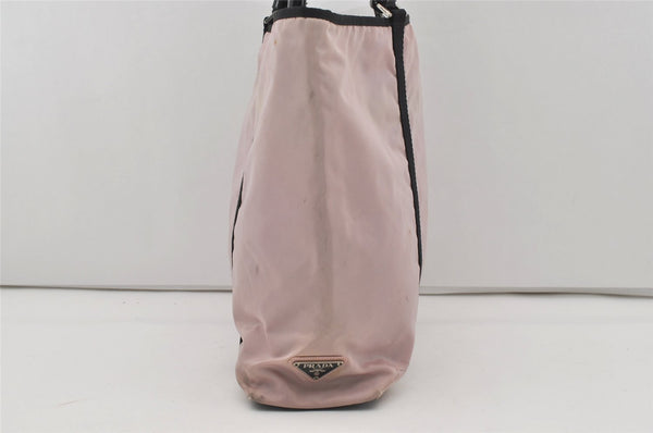 Authentic PRADA Vintage Nylon Tessuto Leather Shoulder Tote Bag Pink 3259I