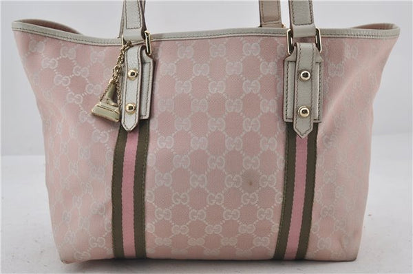 Authentic GUCCI Sherry Line Vintage Tote Bag GG Canvas Leather 137396 Pink 3260E