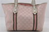 Authentic GUCCI Sherry Line Vintage Tote Bag GG Canvas Leather 137396 Pink 3260E