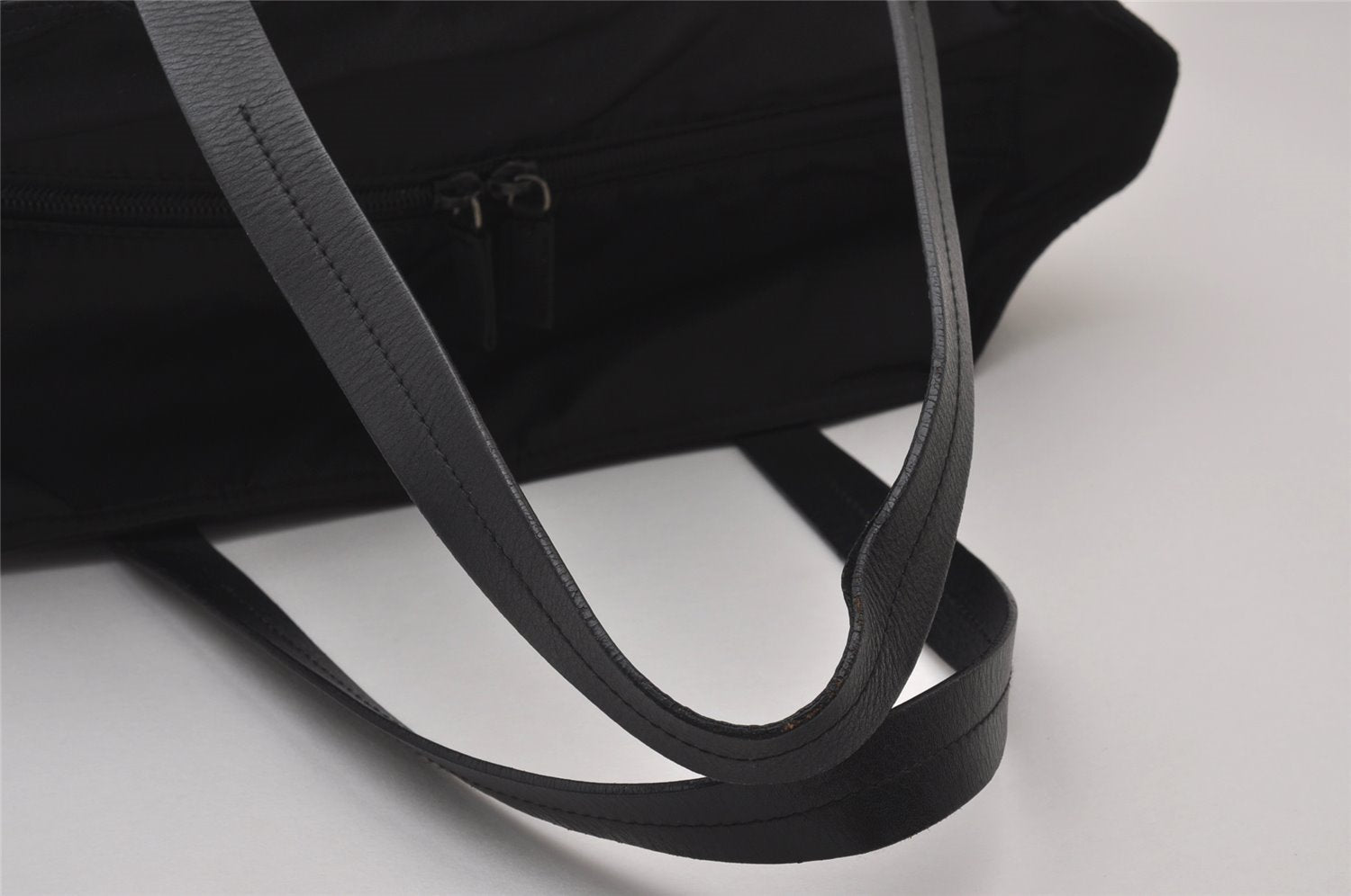 Authentic PRADA VELA SPORT Nylon Tessuto Leather Tote Bag BR0407 Black 3260I
