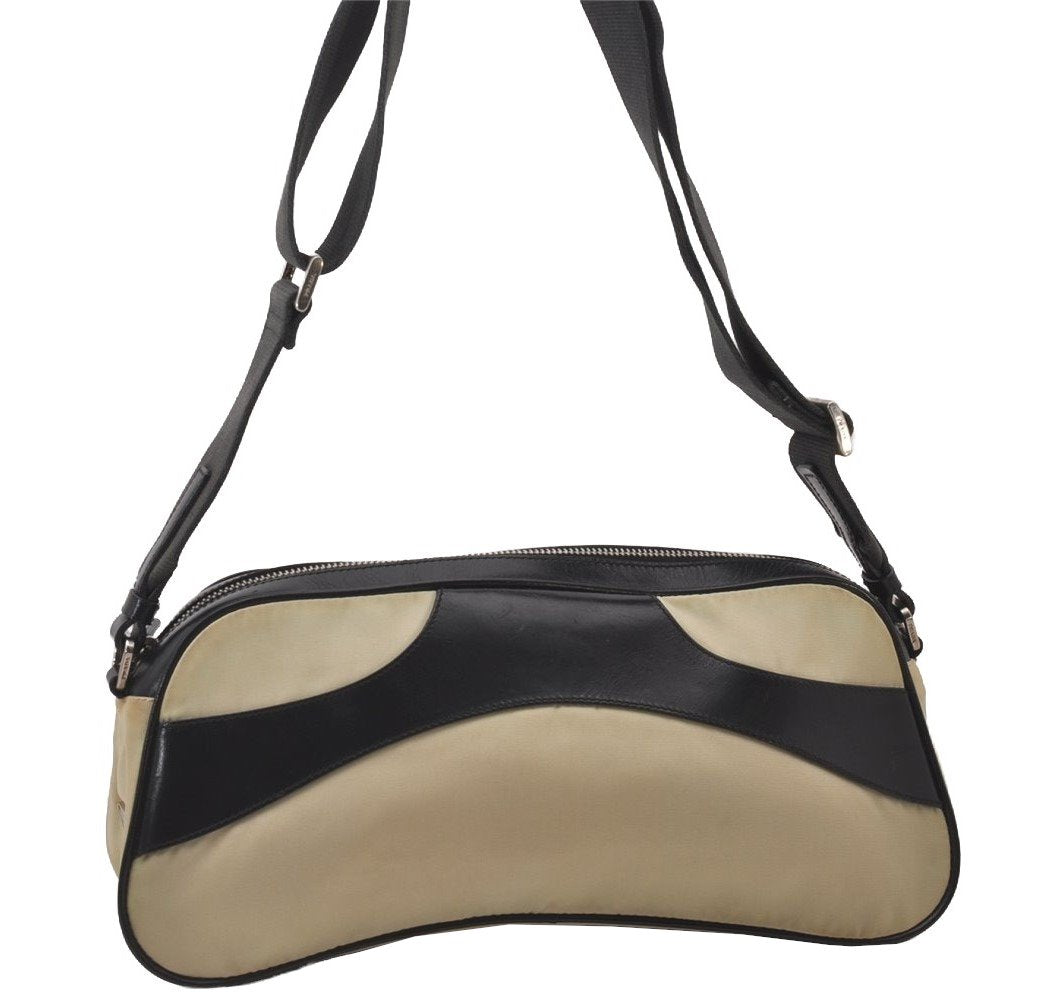 Authentic PRADA Nylon Tessuto Leather Shoulder Cross Body Bag White Junk 3261I