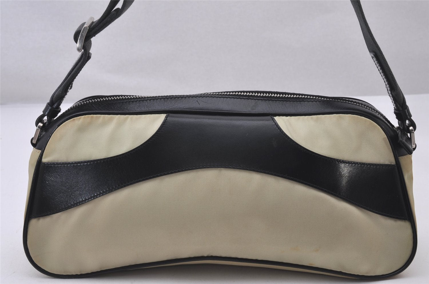 Authentic PRADA Nylon Tessuto Leather Shoulder Cross Body Bag White Junk 3261I