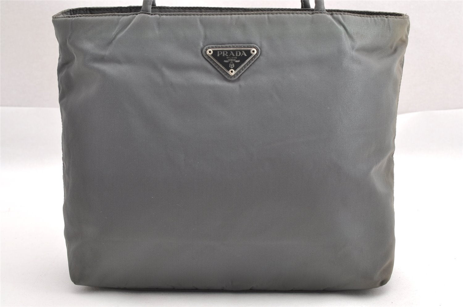 Authentic PRADA Vintage Nylon Tessuto Shoulder Tote Bag Purse Gray 3262I