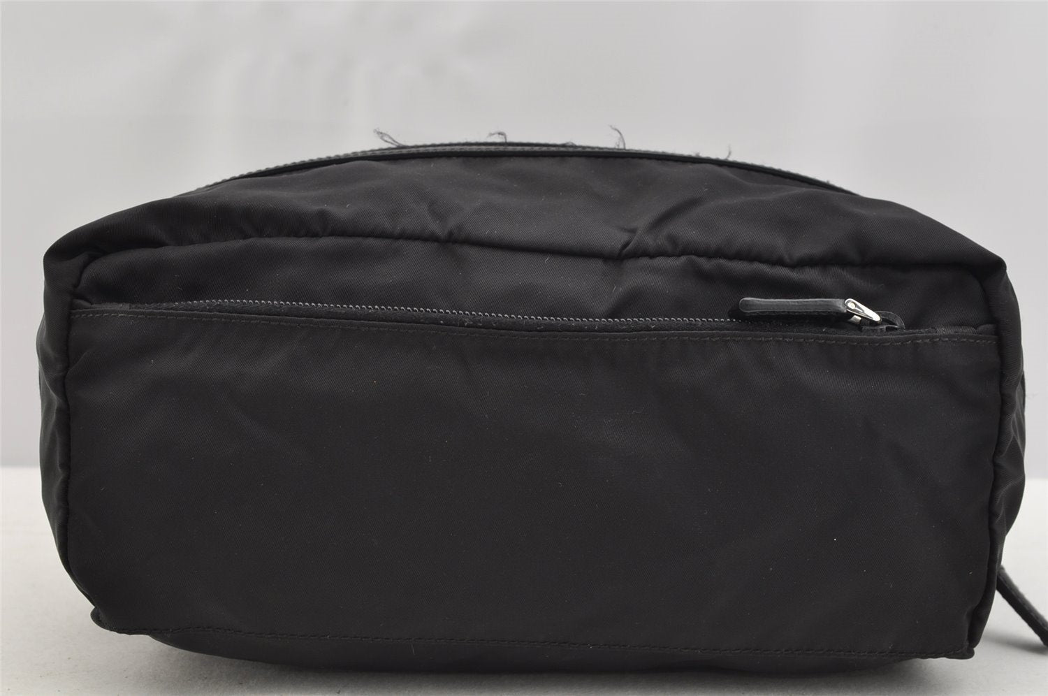 Authentic PRADA Tessuto Saffiano Nylon Leather Pouch Purse 2N0029 Black 3263I