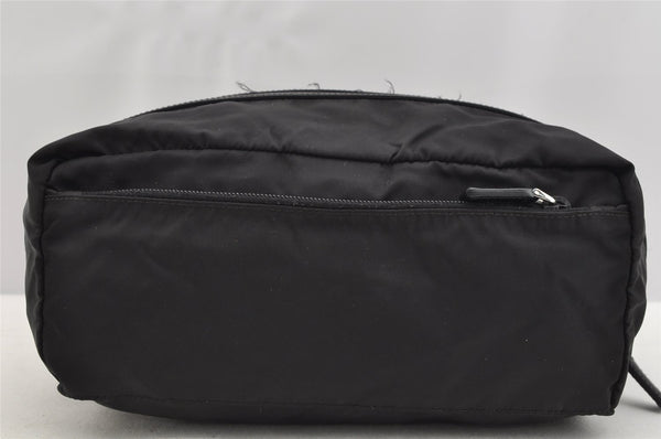 Authentic PRADA Tessuto Saffiano Nylon Leather Pouch Purse 2N0029 Black 3263I