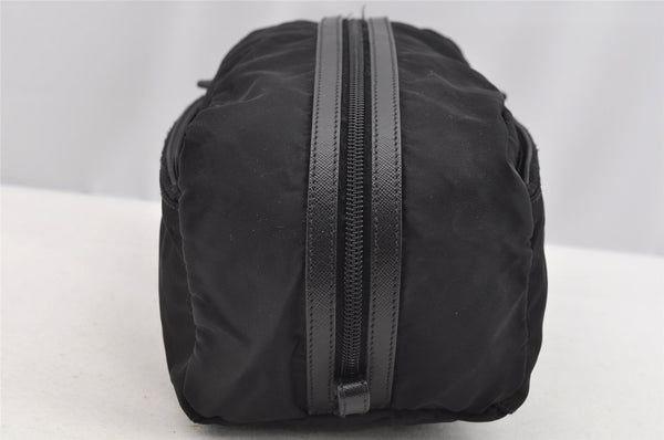 Authentic PRADA Tessuto Saffiano Nylon Leather Pouch Purse 2N0029 Black 3263I
