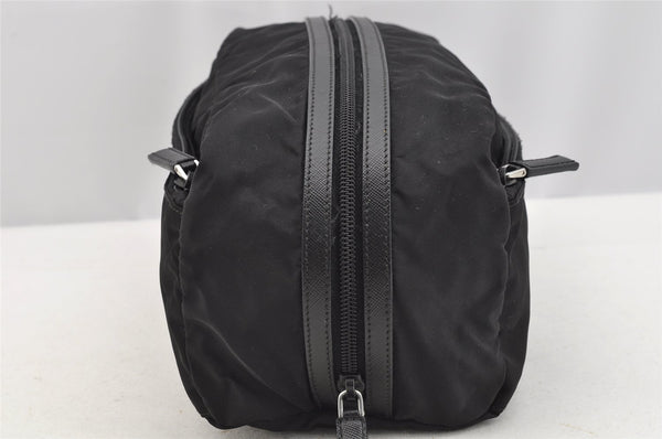 Authentic PRADA Tessuto Saffiano Nylon Leather Pouch Purse 2N0029 Black 3263I