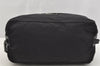 Authentic PRADA Tessuto Saffiano Nylon Leather Pouch Purse 2N0029 Black 3263I