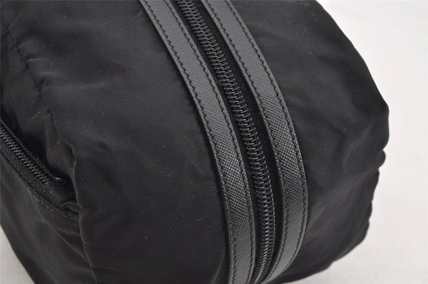 Authentic PRADA Tessuto Saffiano Nylon Leather Pouch Purse 2N0029 Black 3263I