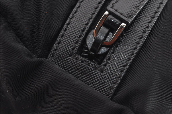 Authentic PRADA Tessuto Saffiano Nylon Leather Pouch Purse 2N0029 Black 3263I