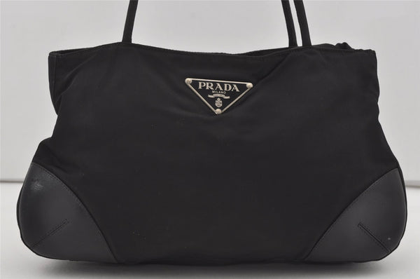 Authentic PRADA Nylon Tessuto Leather Shoulder Hand Bag Purse Black 3264I