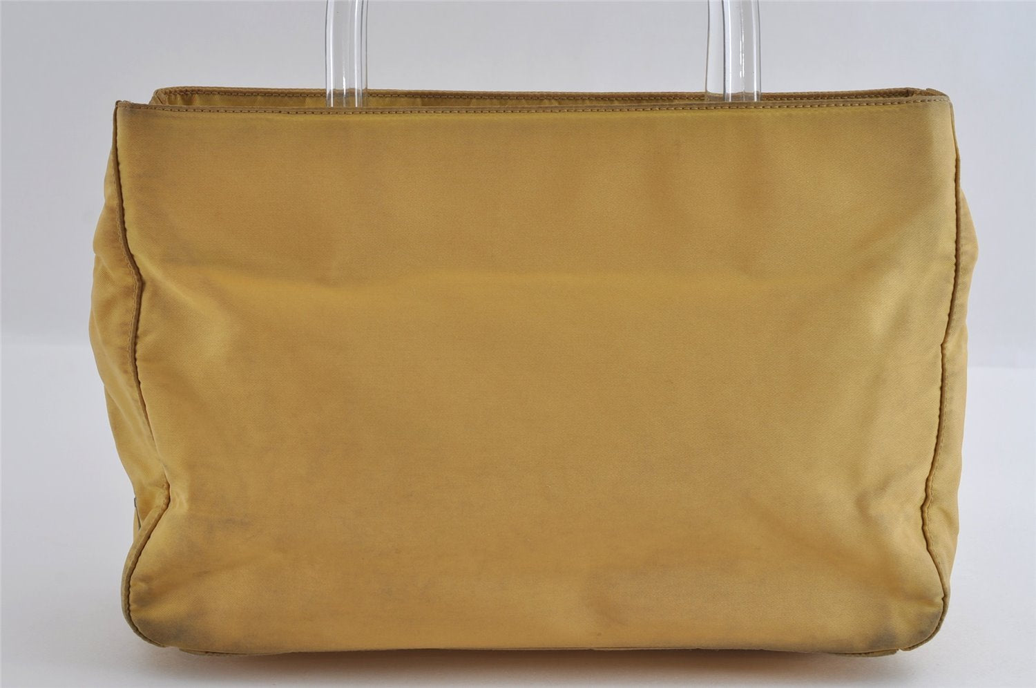 Authentic PRADA Vintage Nylon Tessuto Plastic Hand Bag Purse Yellow 3265I