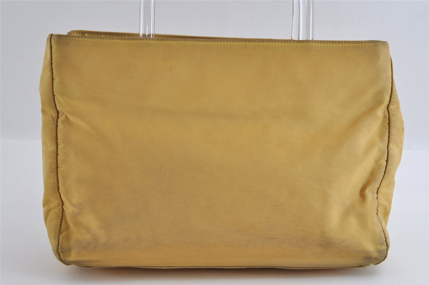 Authentic PRADA Vintage Nylon Tessuto Plastic Hand Bag Purse Yellow 3265I