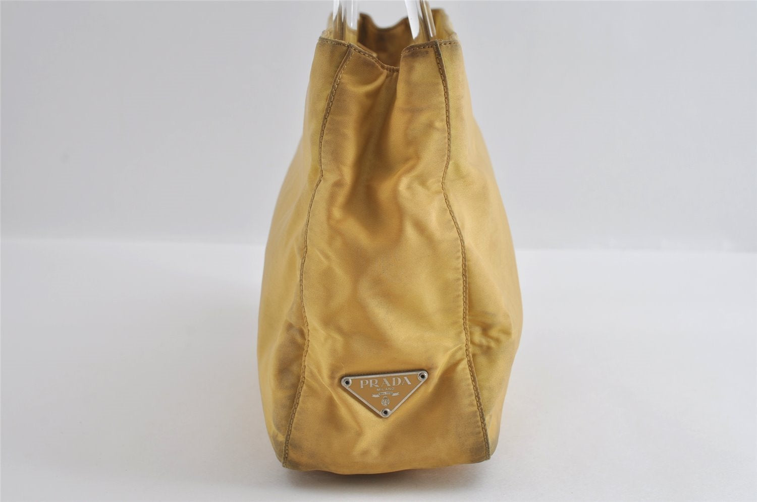 Authentic PRADA Vintage Nylon Tessuto Plastic Hand Bag Purse Yellow 3265I