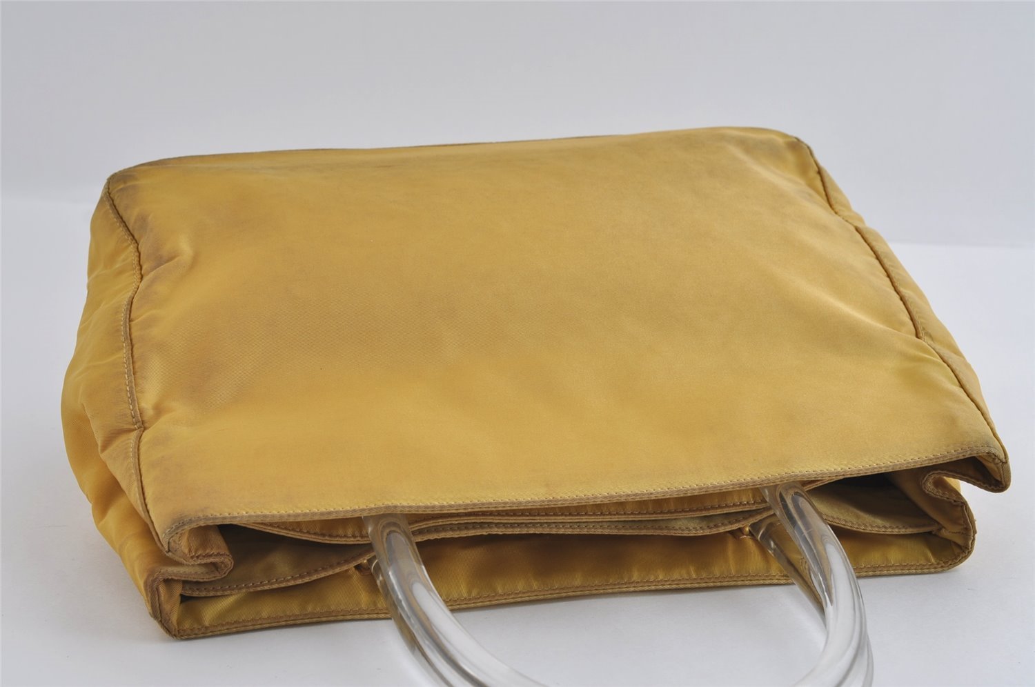 Authentic PRADA Vintage Nylon Tessuto Plastic Hand Bag Purse Yellow 3265I