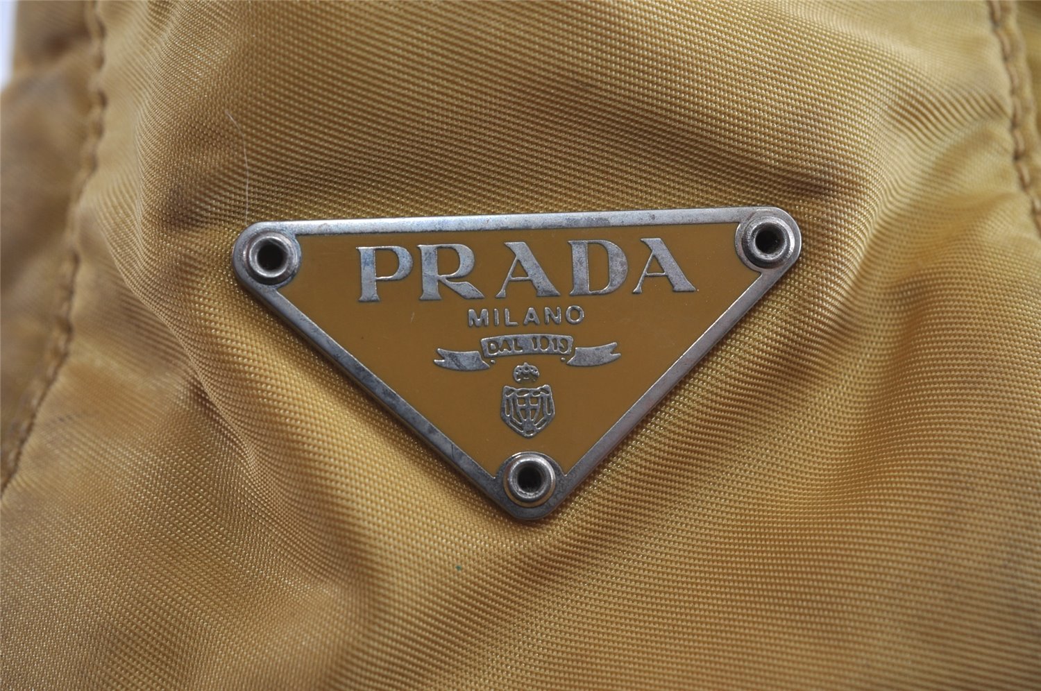 Authentic PRADA Vintage Nylon Tessuto Plastic Hand Bag Purse Yellow 3265I