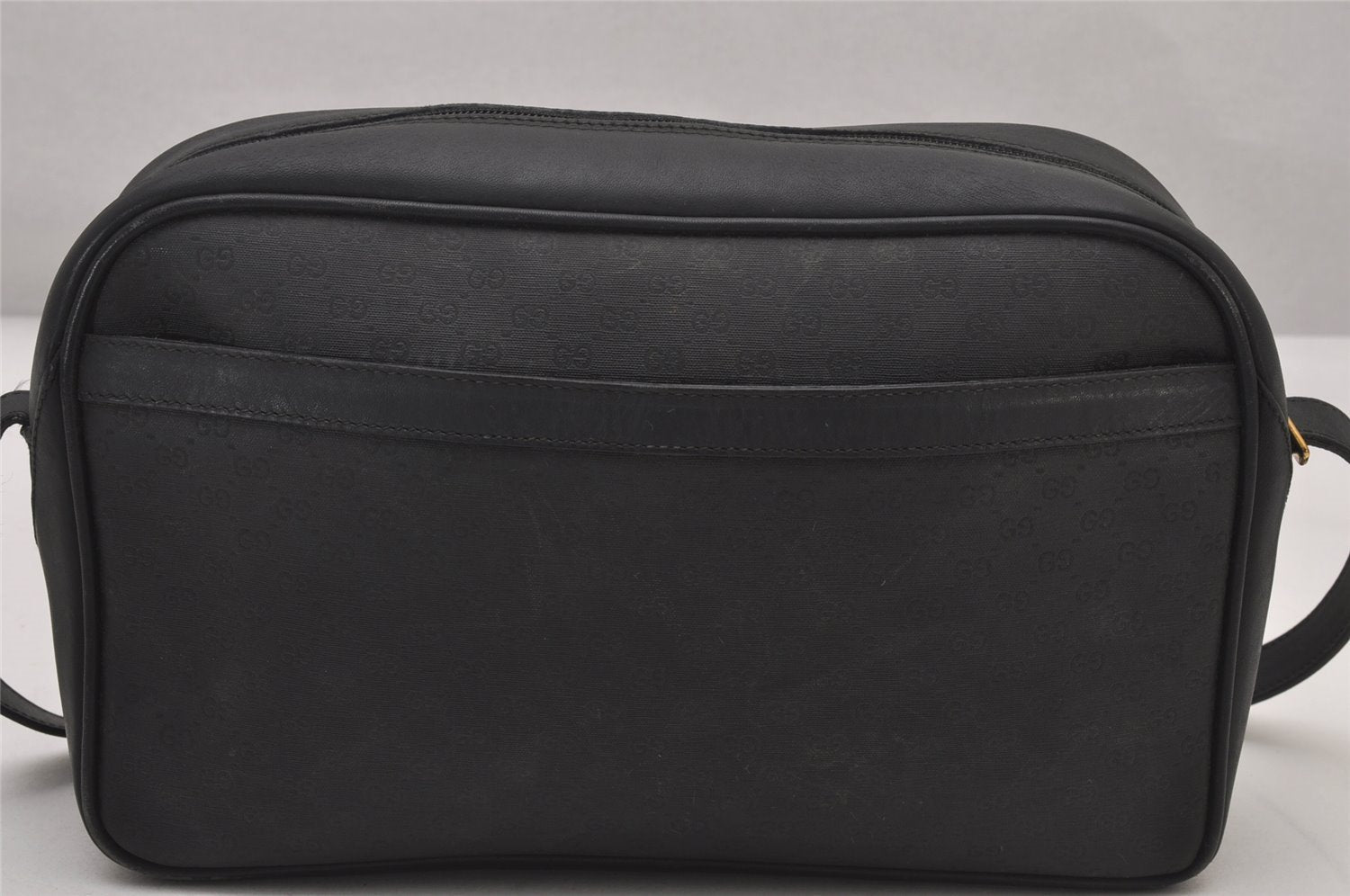 Authentic GUCCI Micro GG PVC Leather Shoulder Cross Body Bag Black Junk 3271I