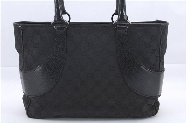 Authentic GUCCI Shoulder Tote Bag GG Canvas Leather 113011 Black 3272D