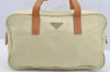 Authentic PRADA Vintage Nylon Tessuto Leather Hand Bag Purse Yellow 3274I