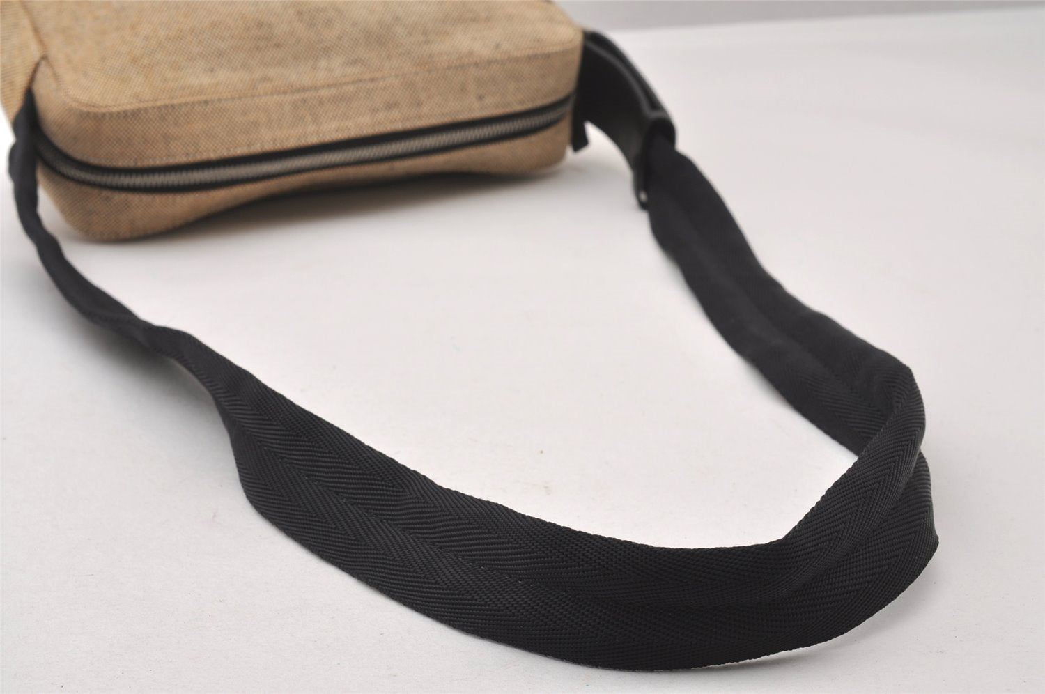Authentic PRADA Sports Canvas Leather Shoulder Cross Body Bag Purse Beige 3275I