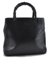 Authentic GUCCI Bamboo Hand Bag Purse Leather 0021061 Black 3277D