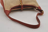 Authentic HERMES Vintage Trim 31 Shoulder Hand Bag Canvas Leather Beige 3280I