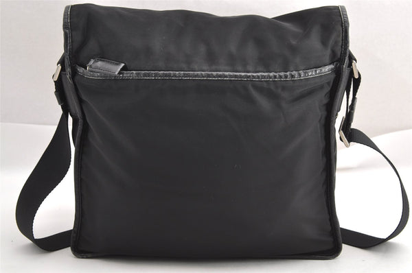 Auth PRADA VIAGIO Nylon Tessuto Saffiano Leather Shoulder Bag V166 Black 3281I